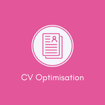 A pink square with a white image of a CV