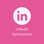 A pink square with the LinkedIn logo in white